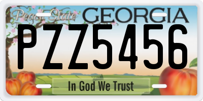GA license plate PZZ5456