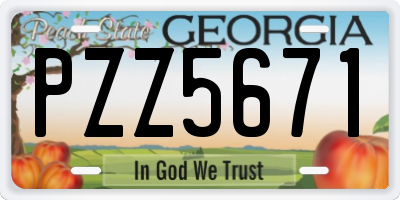 GA license plate PZZ5671