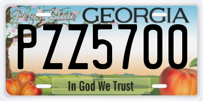 GA license plate PZZ5700