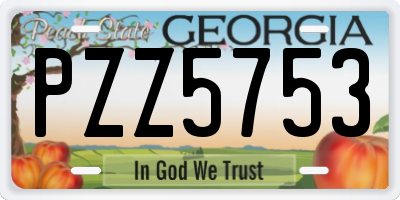 GA license plate PZZ5753
