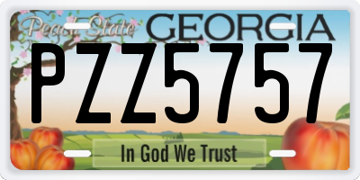 GA license plate PZZ5757