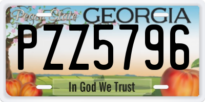 GA license plate PZZ5796