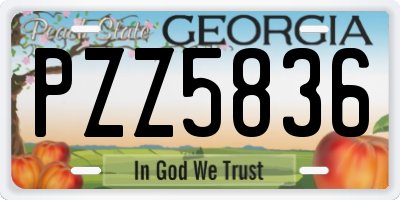 GA license plate PZZ5836