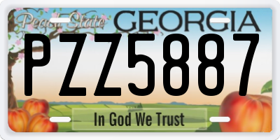 GA license plate PZZ5887