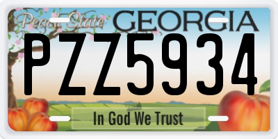 GA license plate PZZ5934