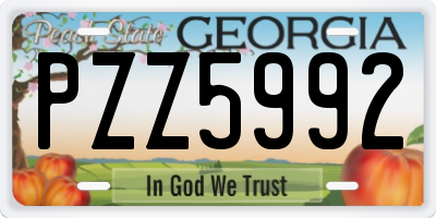 GA license plate PZZ5992