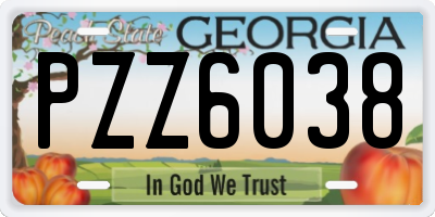 GA license plate PZZ6038