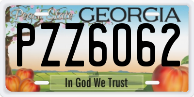 GA license plate PZZ6062