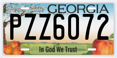 GA license plate PZZ6072