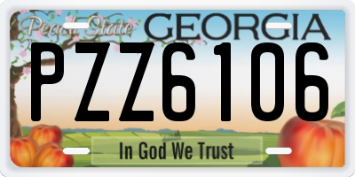 GA license plate PZZ6106