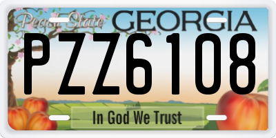 GA license plate PZZ6108