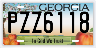 GA license plate PZZ6118