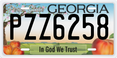GA license plate PZZ6258