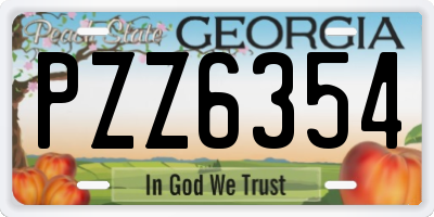 GA license plate PZZ6354