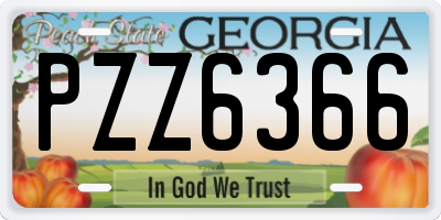 GA license plate PZZ6366