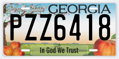 GA license plate PZZ6418