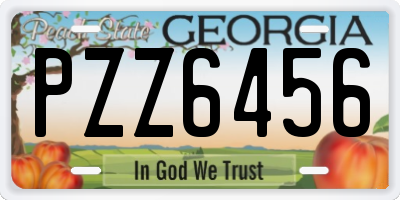 GA license plate PZZ6456