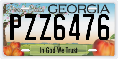 GA license plate PZZ6476