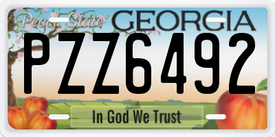 GA license plate PZZ6492