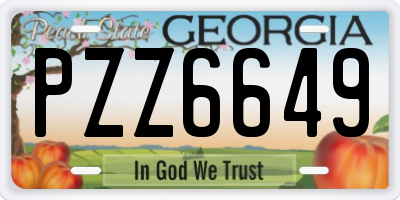 GA license plate PZZ6649