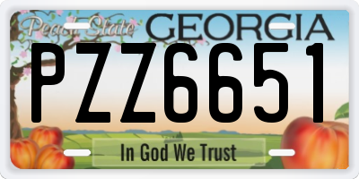 GA license plate PZZ6651