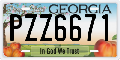 GA license plate PZZ6671