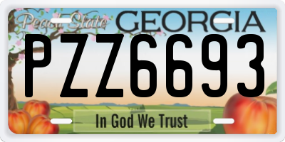 GA license plate PZZ6693