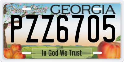 GA license plate PZZ6705