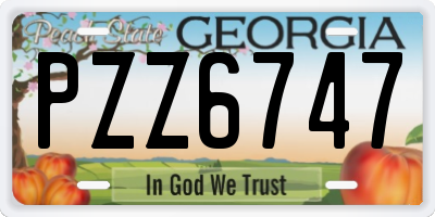 GA license plate PZZ6747