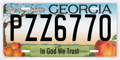 GA license plate PZZ6770