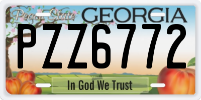 GA license plate PZZ6772