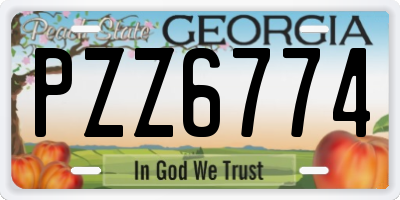 GA license plate PZZ6774