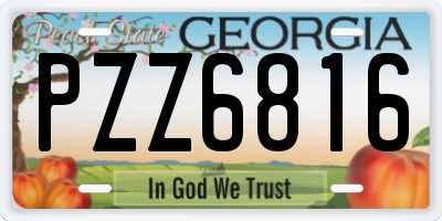 GA license plate PZZ6816