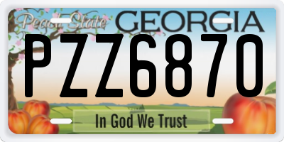 GA license plate PZZ6870