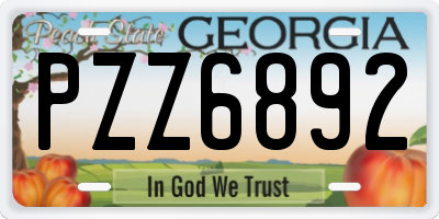 GA license plate PZZ6892