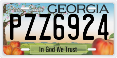 GA license plate PZZ6924