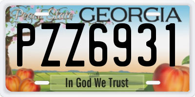 GA license plate PZZ6931