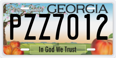 GA license plate PZZ7012