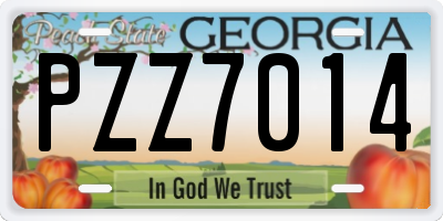 GA license plate PZZ7014