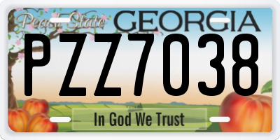 GA license plate PZZ7038