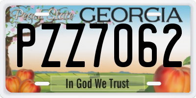 GA license plate PZZ7062