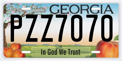 GA license plate PZZ7070