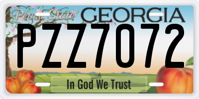 GA license plate PZZ7072