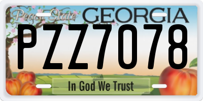 GA license plate PZZ7078