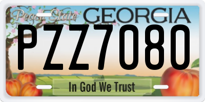 GA license plate PZZ7080