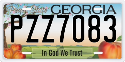 GA license plate PZZ7083