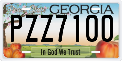 GA license plate PZZ7100