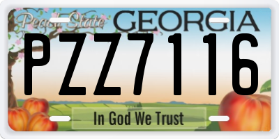 GA license plate PZZ7116