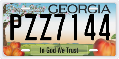 GA license plate PZZ7144