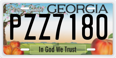 GA license plate PZZ7180